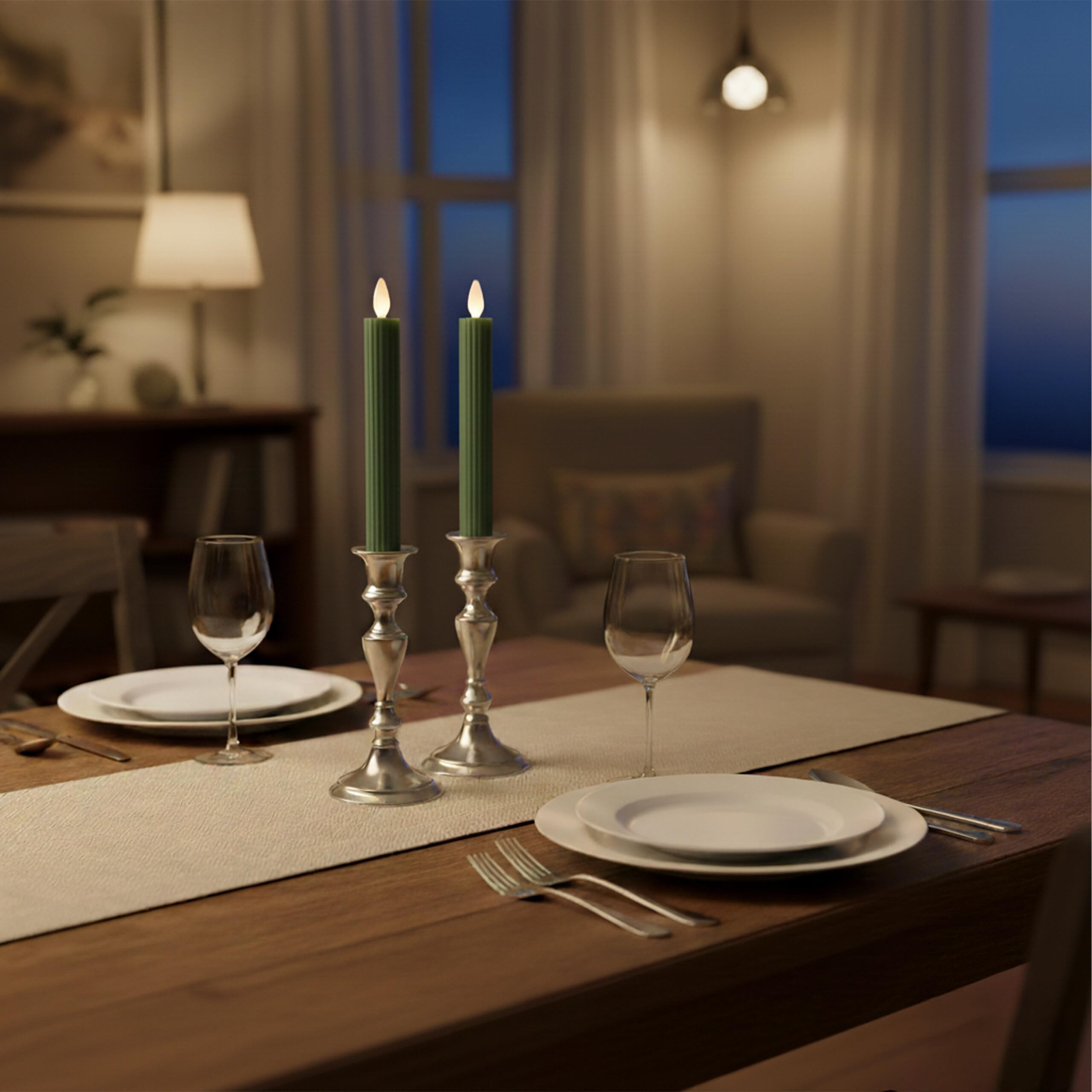 Relaxdays Set de 6 Velas LED Caqui, Llama Parpadeante, Cera auténtica, con Ranuras, 25 x 2 cm