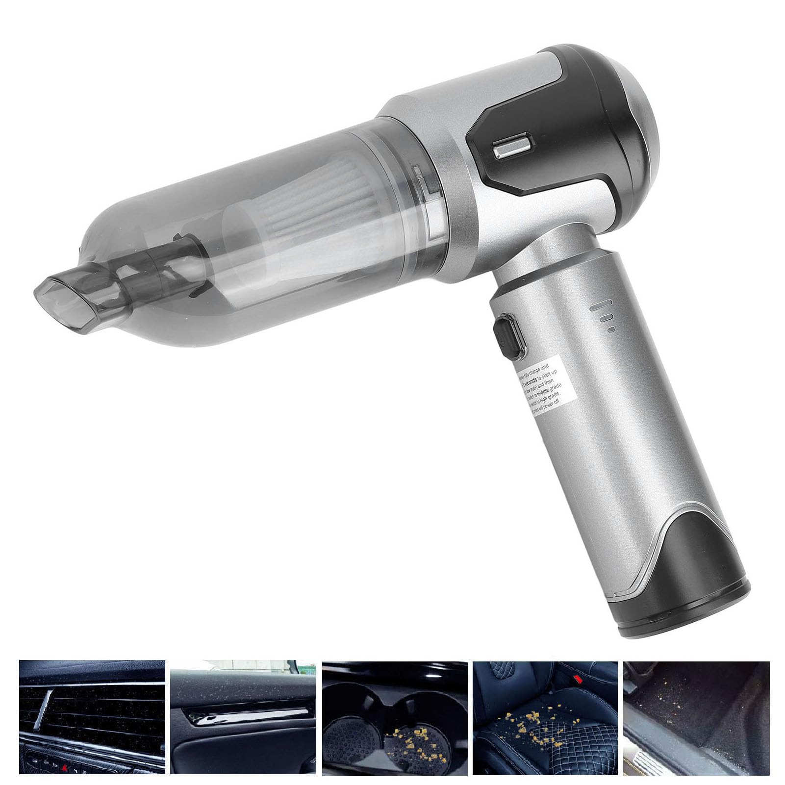 Aspiradora de Mano Inalámbrica para Coche, Aspiradora Portátil de Succión de Potencia de 6000 Mah, Soplador de Aire Pequeño de Mano sin Escobillas para Coche, Hogar, Oficina,