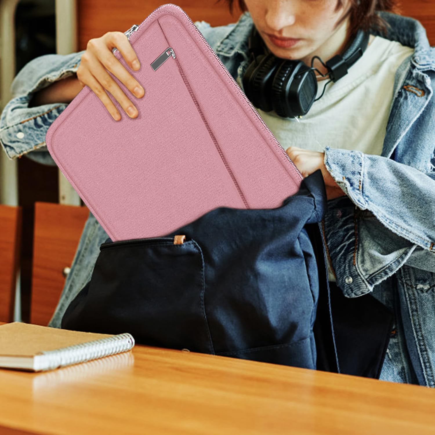 15.6 inch Laptop Case, Slim Computer Carrying Bag Protective Cover Briefcase with Front Pocket, Durable Laptop Sleeve for 15-16 Inch HP, Dell, Lenovo, Asus- Red Pink - Image 6