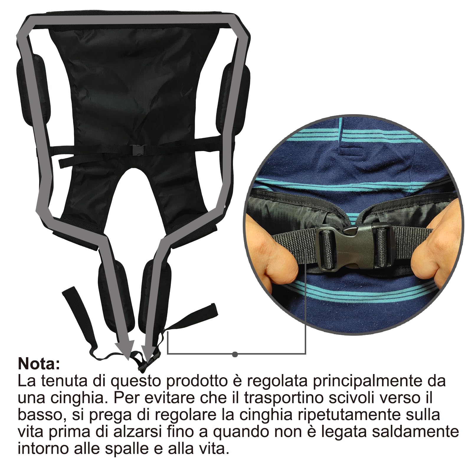 Nero Bambini Carriers Sling Bambini Back Carrier Brevi Viaggi Escursionismo Zaino Cintura Bambino Lift Sling per Trasferimento a Letto