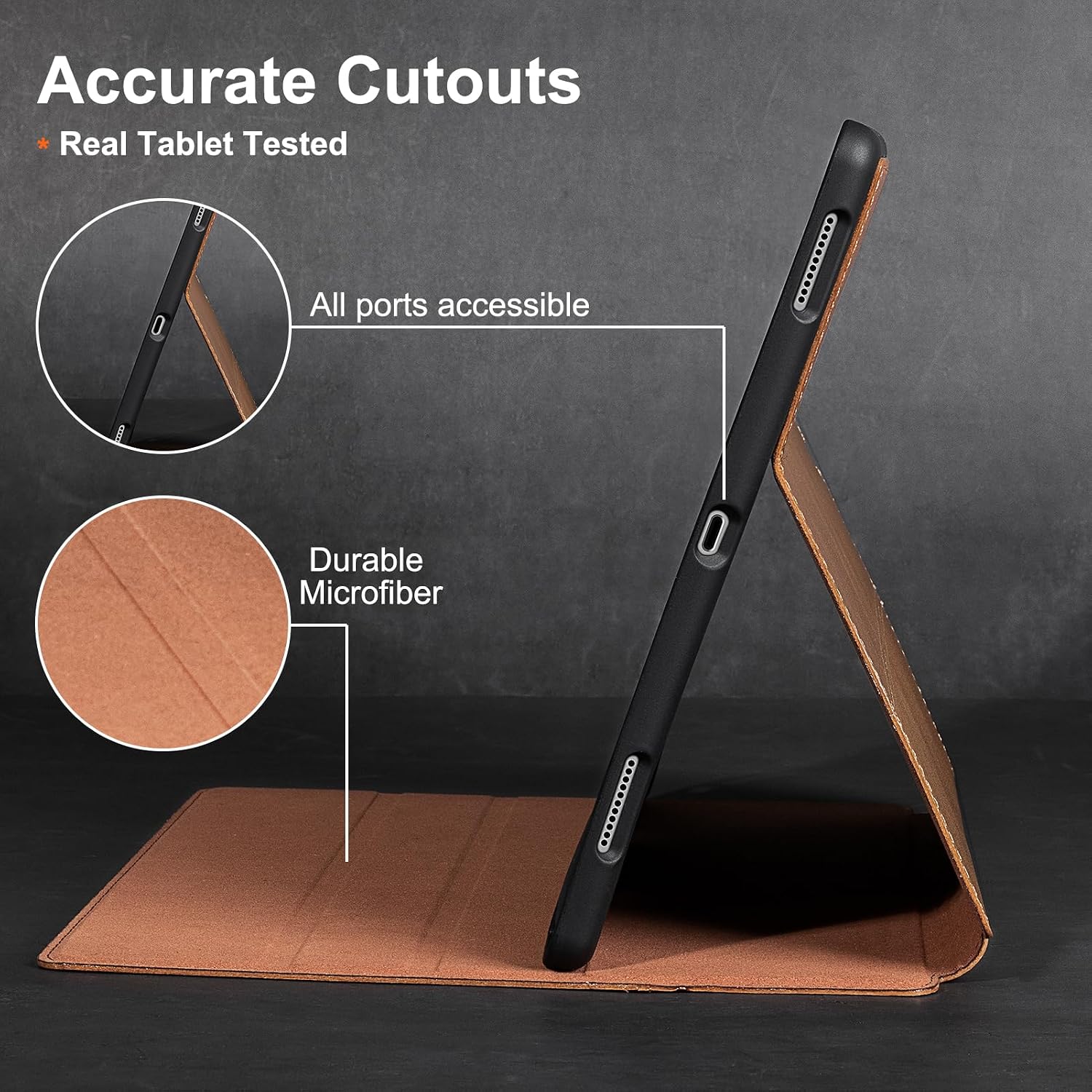 Gexmil Leather Case for iPad Pro 12.9 Inch, 2nd/1st Generation(2017/2015), Premium Leather Cover with Pencil Holder,Cowhide Folio Cover Auto Sleep/Wake,Anti-Fingerprint,Yellow Brown