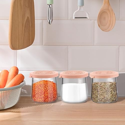 Miniatura 7 de VOLCANOES CLUB Oui - Tapas de silicona para tarros de yogurt, cubiertas para tarros de vidrio de yogur Oui de 5 onzas, perfectas para botellas de