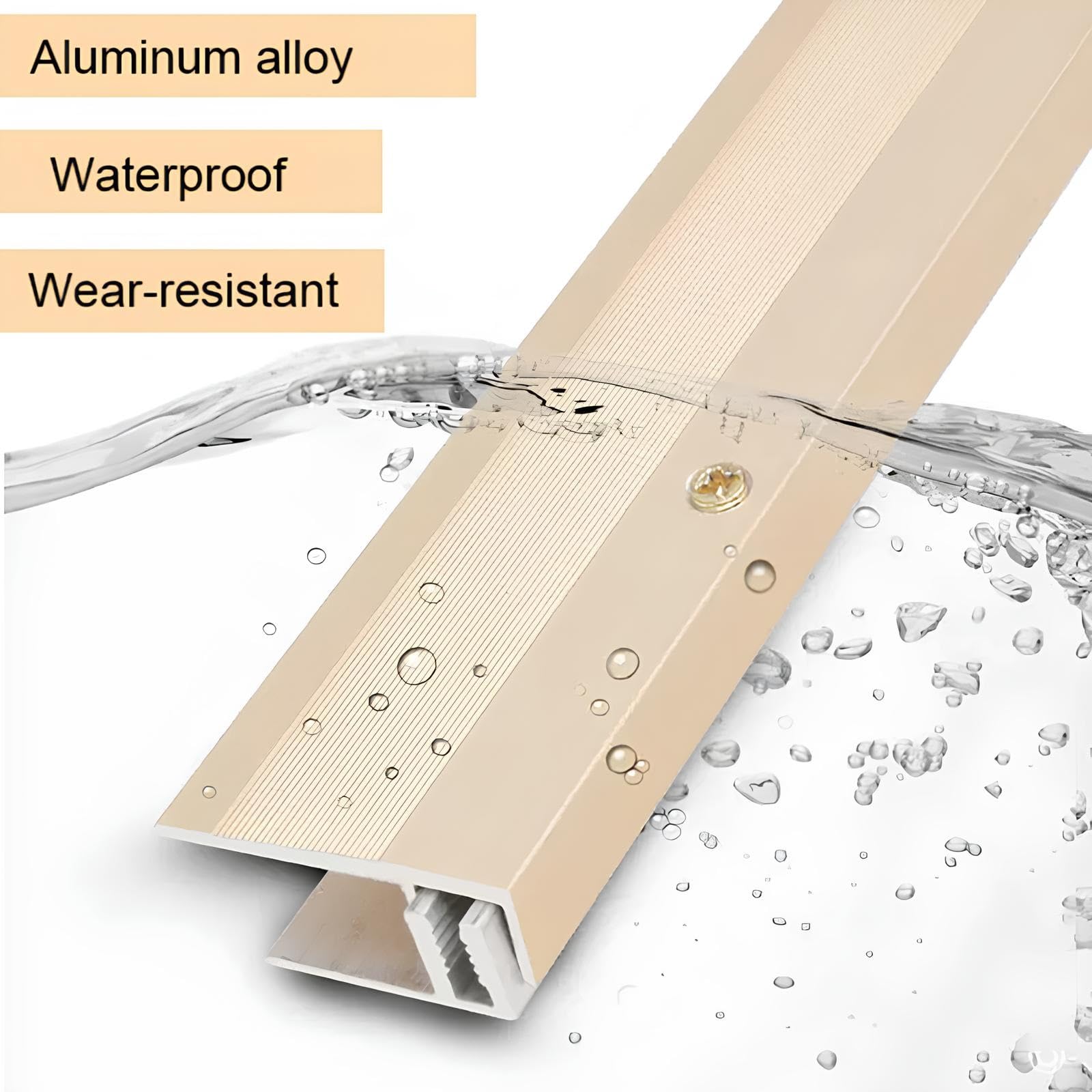 Profilo Terminale Per Pavimento In Alluminio Per Laminato E Piastrelle | Profilo di Bordatura, Lunghezza 80-150CM, Altezza: 4–17mm, Forato a Incasso(Gold thickness 4-17mm,140cm)