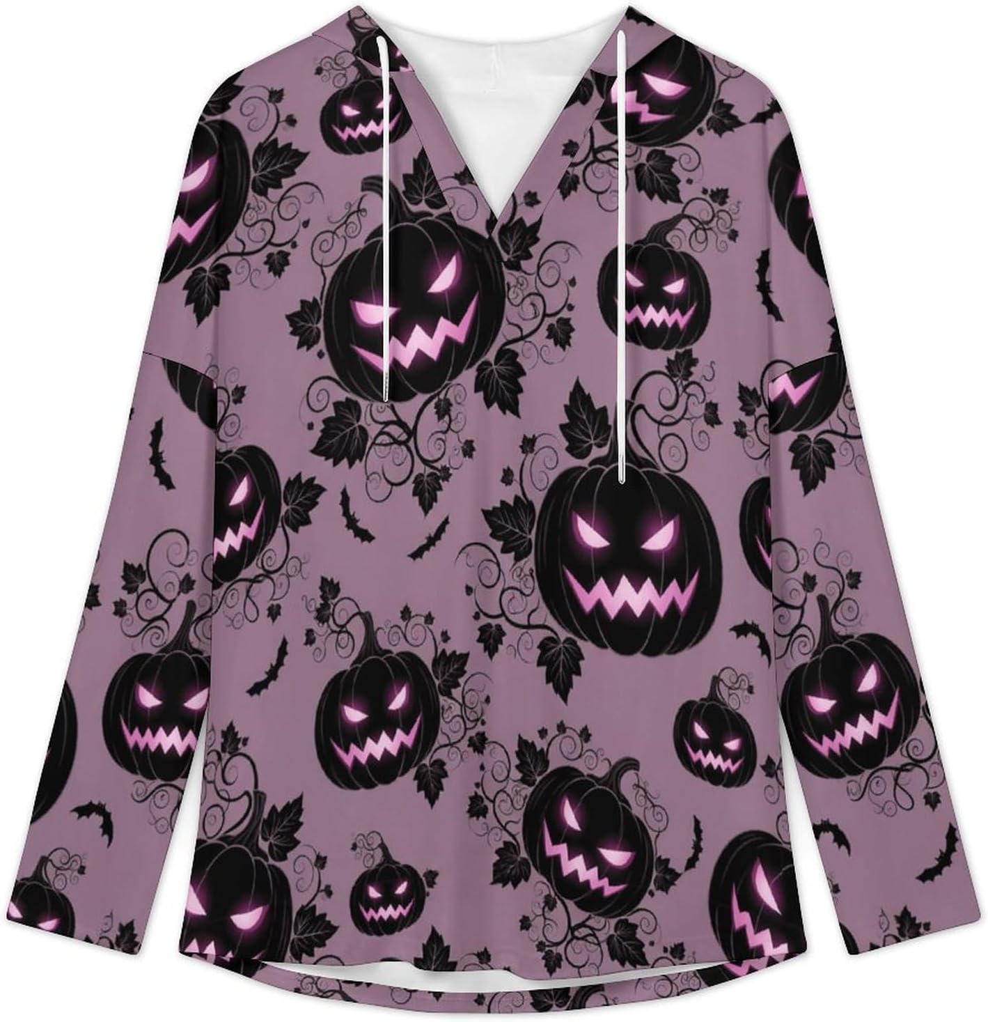 Women's V-Neck Hoodie with Drawstring Long Sleeve Lightweight Pullover, Loose Fit Sweatshirt for Casual Fashion Top