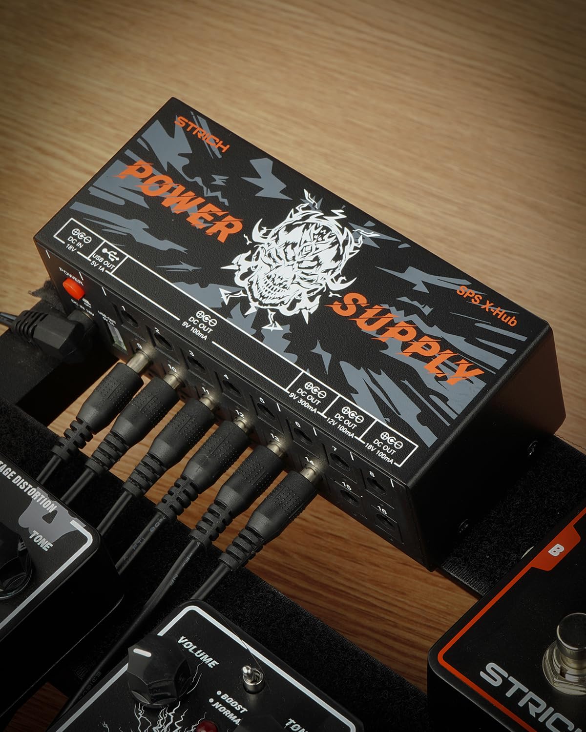 STRICH SPS X-Hub - Alimentatore per pedale per chitarra da 9 V/12 V/18 V, 100 mA - 300 mA, 16 Uscite Indipendenti, protezione da corto circuito e silenziosa, porta USB 5 V 1 A compatibile