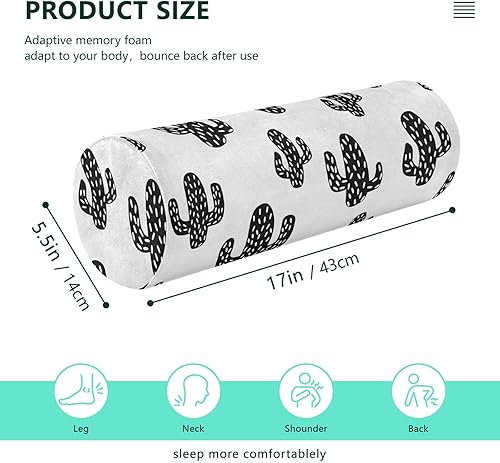 Miniatura 3 de KLL Almohada de cactus, almohada para cabecero terapéutico, almohada redonda para silla, cuerpo cilíndrico, funda de almohada cilíndrica con