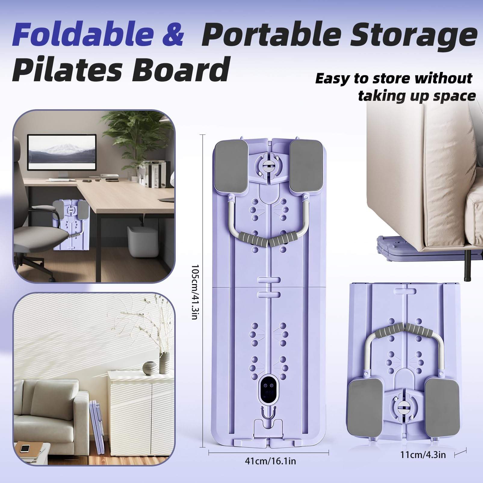 Pilates Reformer, Pilates Board Pliable, Planche Pilate Multifonctionnelle avec Rouleau Abdominal Rebond Automatique, Pompes et Corde de Tension, Kit Pilates Maison