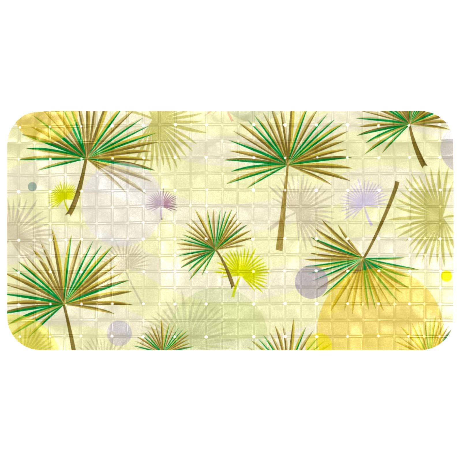 Alfombrilla de bañera Bennigiry no tóxica y segura, diseño de palmetto de 68,3 x 37,3 cm