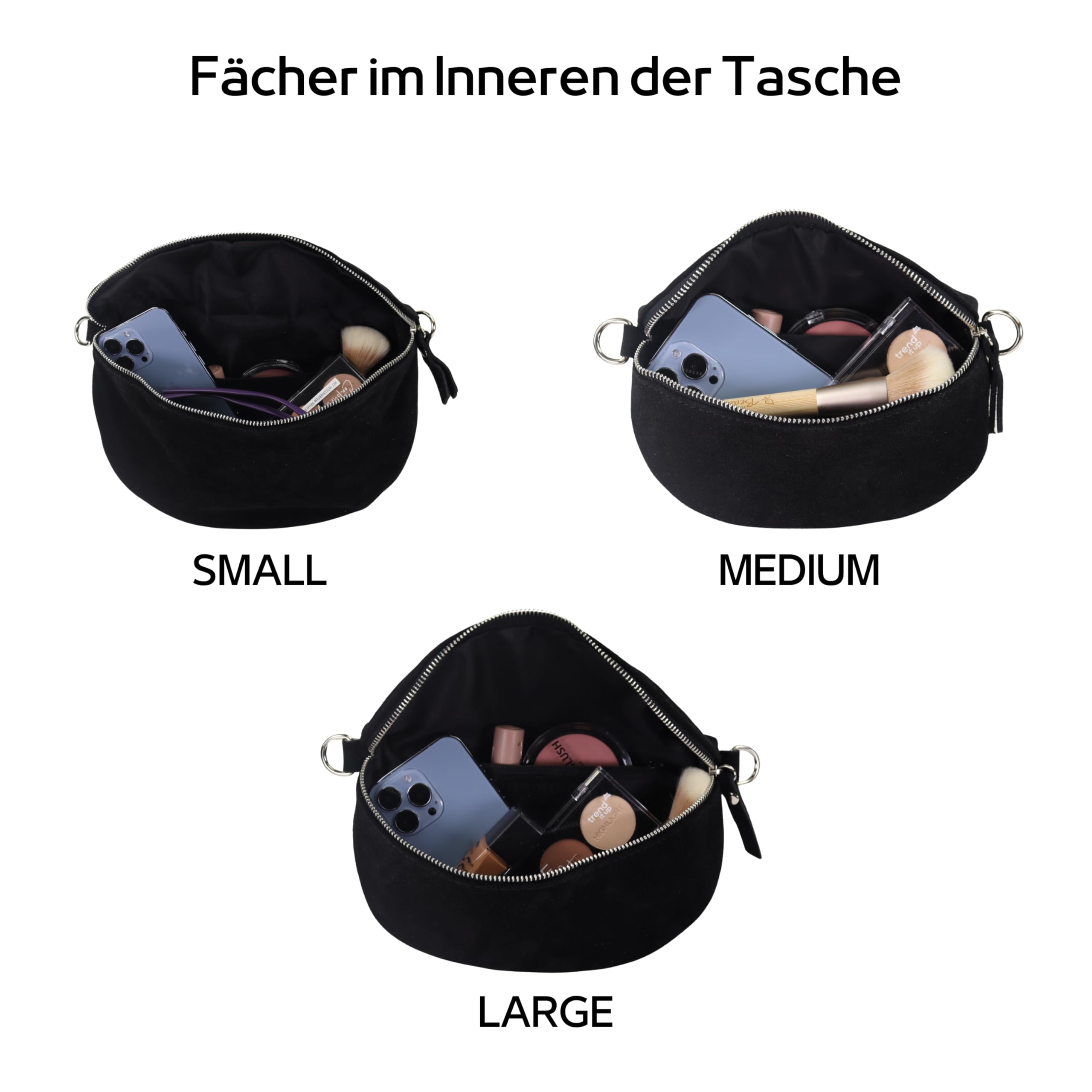 Blade Marsupio da donna, realizzato a mano, in pelle scamosciata, borsa a tracolla, marsupio in vera pelle con cinghie a fantasia, 3 misure, elegante borsa a tracolla in Italia, regalo per te, in