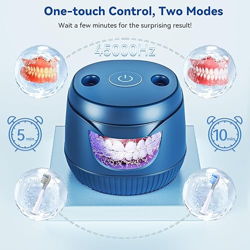 Miniatura 3 de Limpiador ultrasónico de retenedores  Limpiador ultrasónico profesional de 45 KHz  Limpiador ultrasónico de joyas para retenedores, dentaduras,