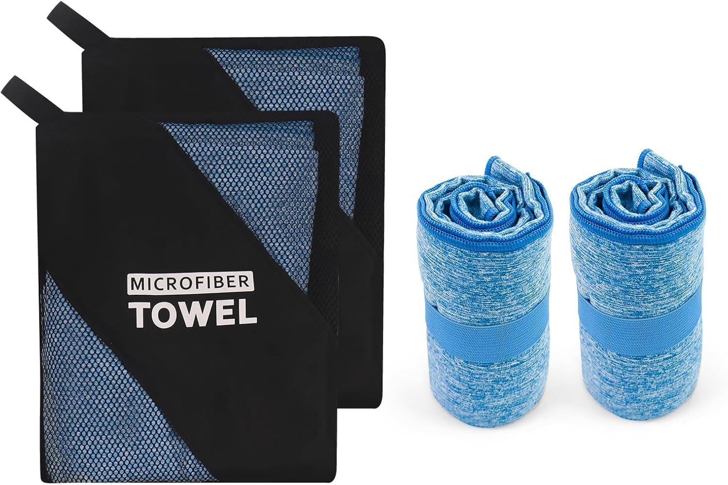 2 Pack Microfiber Camping Towel Quick Dry Lightweight Travel Body Face Beach Hiking Backpacking Swimming Pool Towel(Grey, 2 Pack S(15.5X31 Inch)