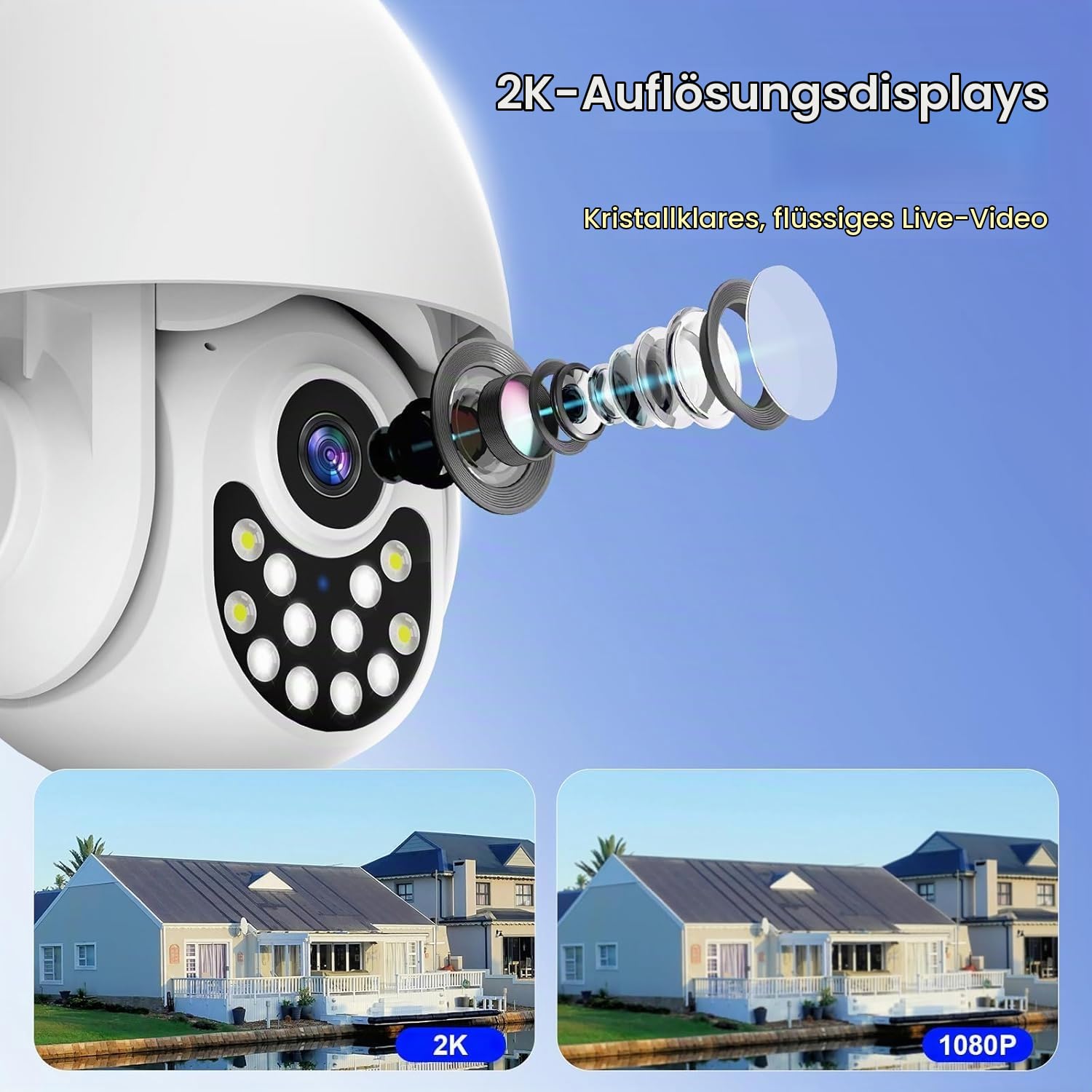 4G/WLAN Alarmanlage Haus mit Außenkamera, 25-teiliges Sicherheitssystem für Haus mit Sirene, PIR-Bewegungsmeldern, Fenster-/Türsensor, Fernbedienungen, Kompatibel mit Google Assistant