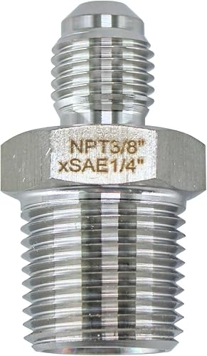 Miniatura 2 de HFS (R) Adaptador de manguera NPT macho de 38 pulgadas a macho SAE de 14 pulgadas de acero inoxidable 304 (38 pulgadas MNPT x 14 pulgadas MSAE)