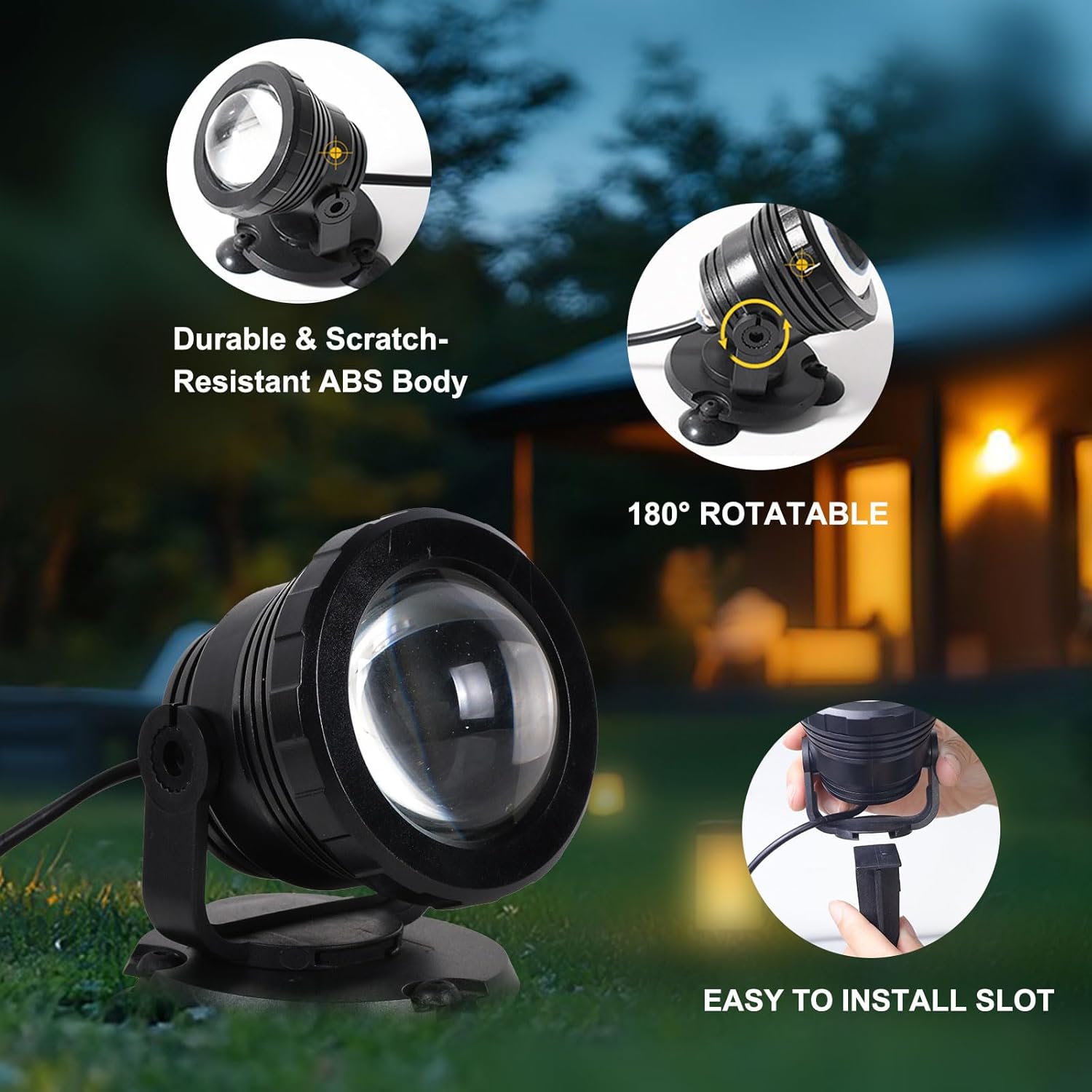 ASTRAEA RGB Outdoor LED Spot Lights, 12W Color Changing Landscape Spotlights Lighting with Remote Control & APP, Music Sync & Timer, Waterproof Spotlights Uplighting for Yard Garden Pathway, 4 Pack