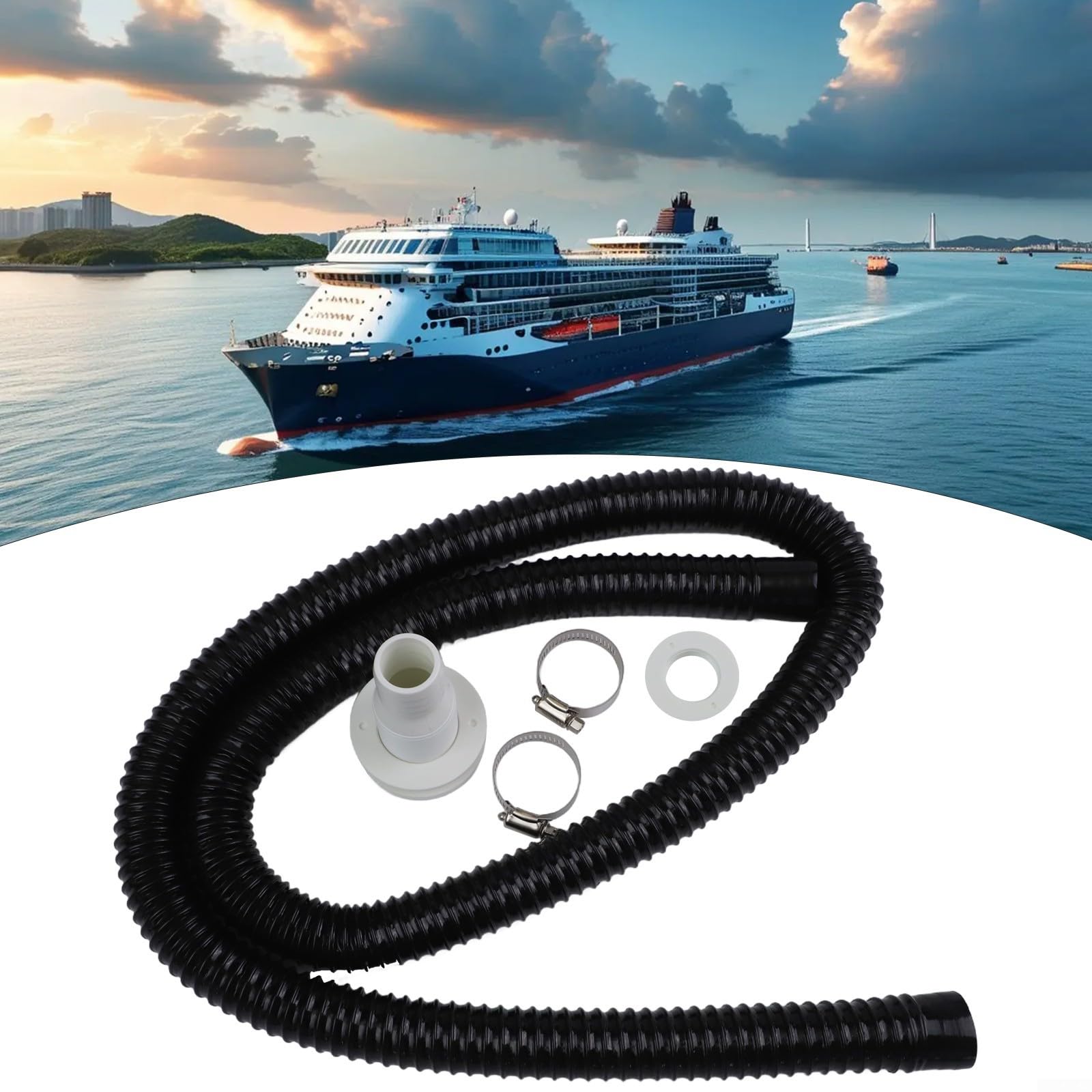 Tubo flessibile per imbarcazioni di sentina, 19-29 mm, corrugato, flessibile, filtro per acqua marina, adatto per yacht