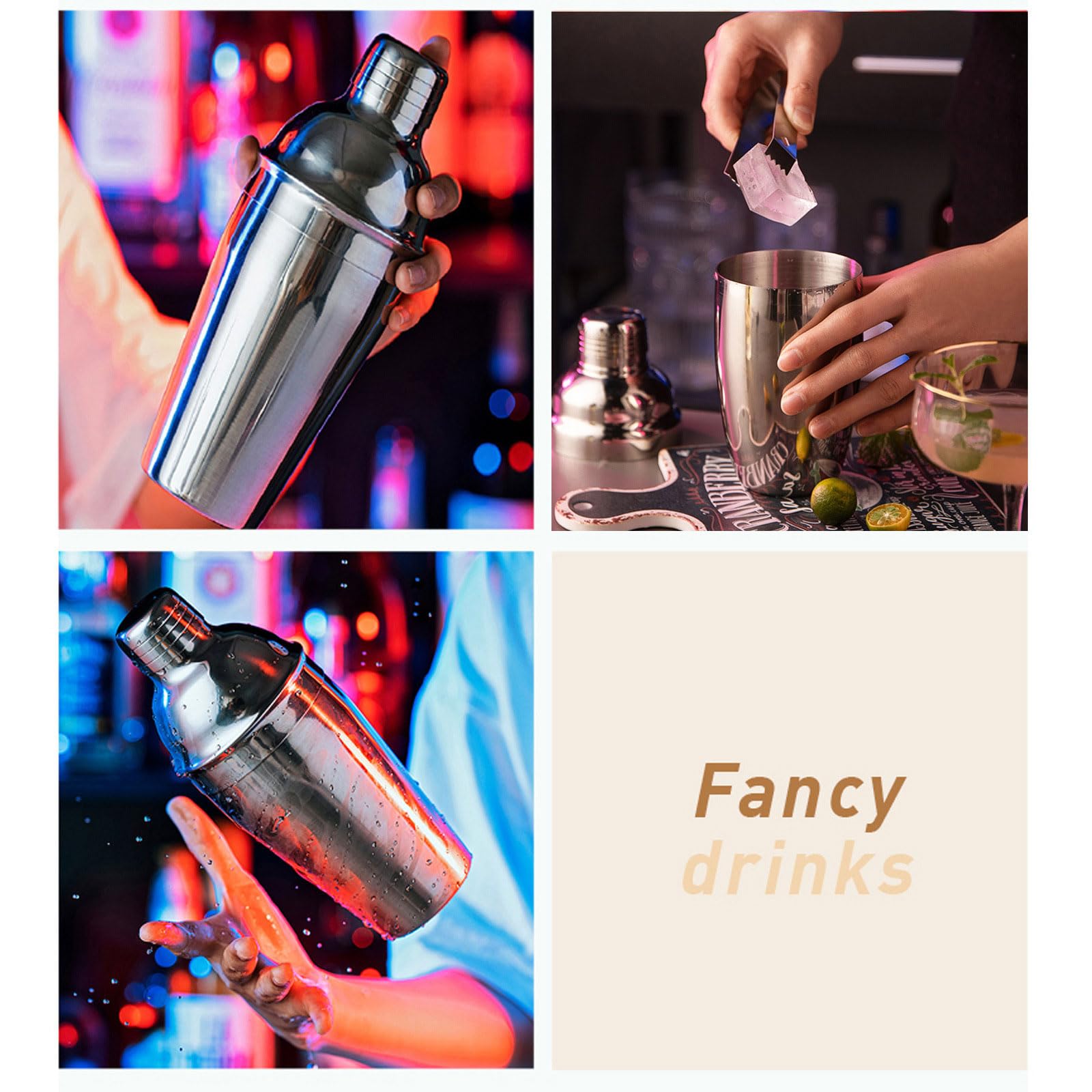 Coctelera para Cócteles Kit 10 piezas juego de barman Con Soporte Profesional Barman Herramientas con Mortero de Cóctel accesorios de bar set de regalo para Mezclar Bebidas,Barra,hogar,Fiestas