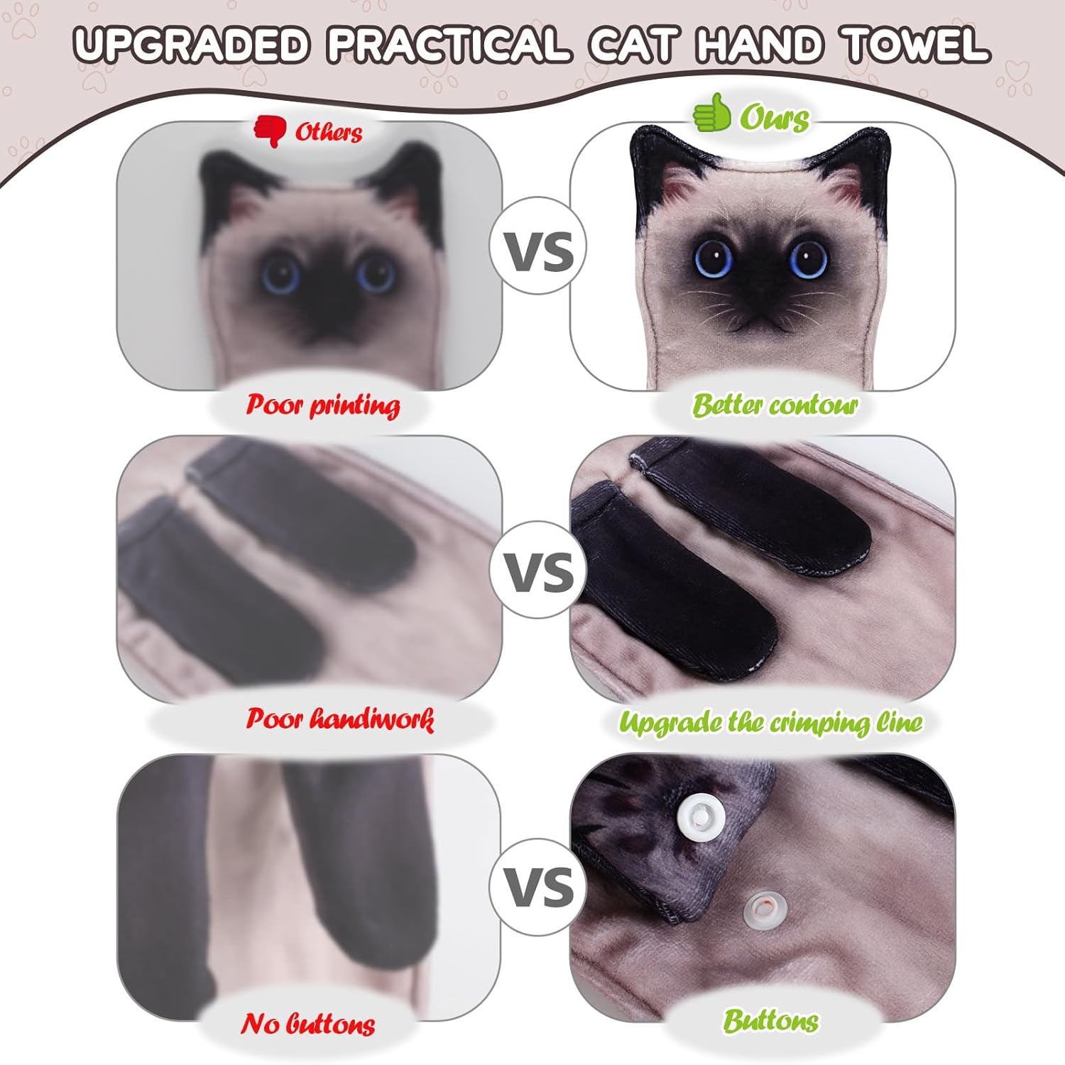 Funny Cat Hand Towel for Kitchen and Bathroom,Decorative Hanging Towels, Christmas Cat Gifts for Women - Image 3