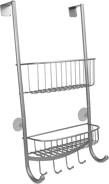 2 Tier Shower Caddy | Over Door Shower Rack | Rust Proof Storage Basket | Shower Tidy Shelf | Toiletries Organiser | Bathroom Caddy | M&W
