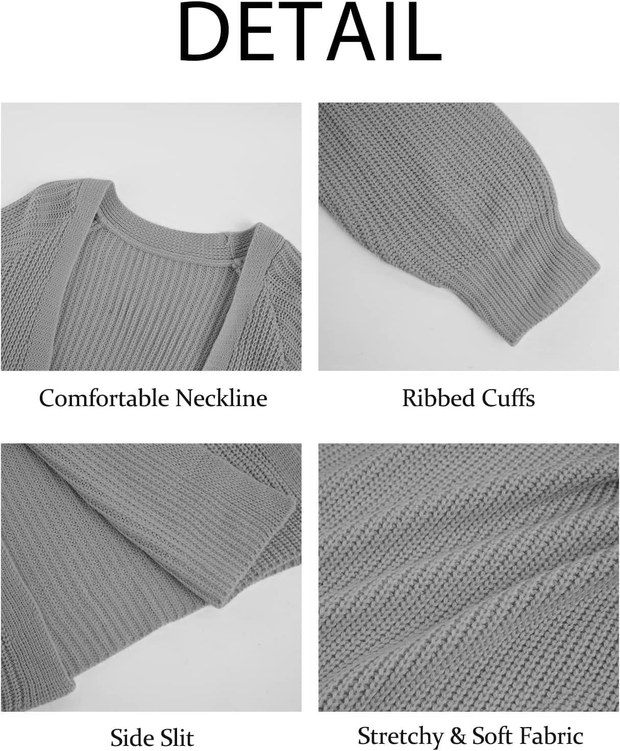 Women's Oversized Long Cardigan Sweaters Long Sleeve Split Open Front Drape Knit Duster Coat - Image 5