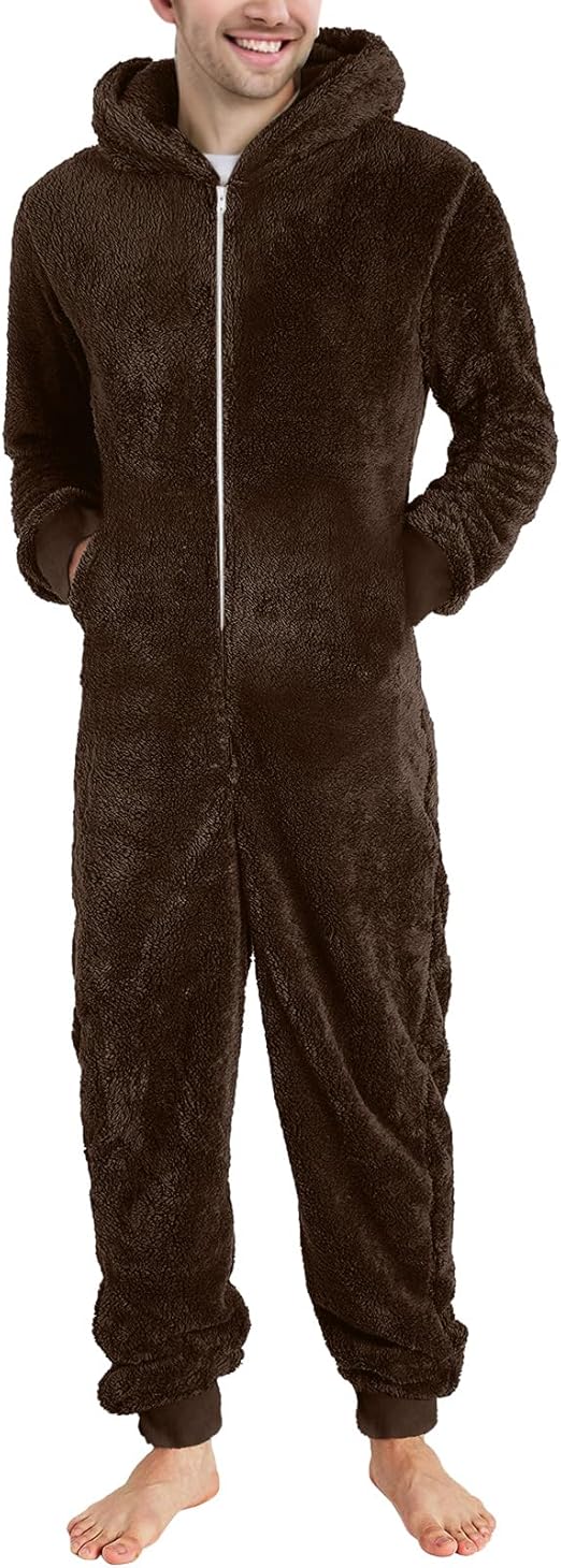 Pijama Mono Hombre Polar Pijama De Una Pieza Tipo Mono Con Cremallera Para Hombre, En Polar Suave - Tallas M A 3XL Pijama Entero Adulto Caliente