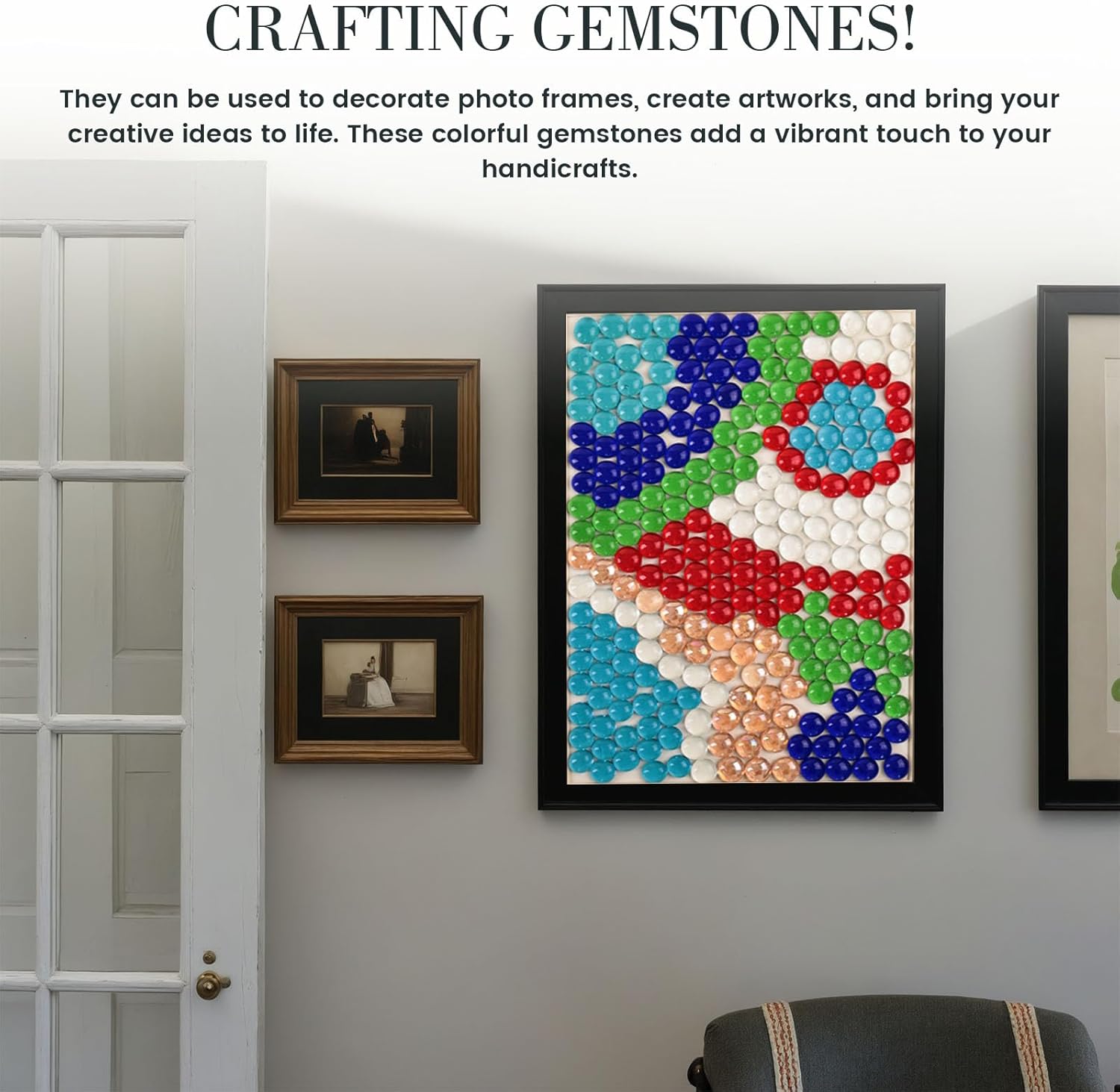 FUTUREPLUSX 5 Lb Flat Glass Marbles, 500PCS Blue Mixed Color Flat Gems Decorative Glass Stones Vase Filler Beads Table Scatter Decor