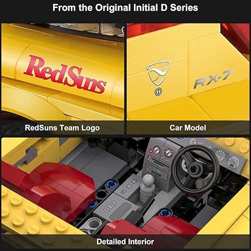 Miniatura 3 de CaDA Initial D Mazda RX7-FD - Juego de construcción de autos de juguete, modelo coleccionable a escala 112, bloques de construcción de juguete,
