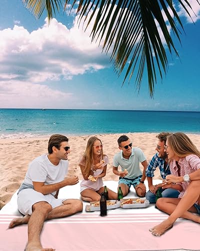 Miniatura 10 de Manta de playa a rayas blancas y negras a prueba de arena, impermeable, geométrica, minimalista, sin arena, de secado rápido, artículos esenciales