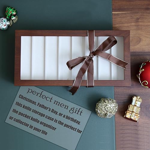 Miniatura 6 de Estuche de exhibición de cuchillos para 8 cuchillos de bolsillo, caja de almacenamiento para hombres, cajas de cuchillos de regalo para colecciones,