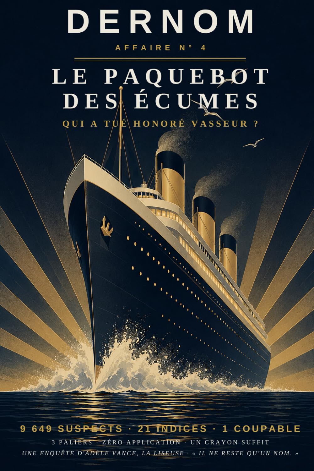 DERNOM · Le Paquebot des Écumes: Qui a tué Honoré Vasseur ? Livre-jeu d'enquête par élimination | 9 649 suspects, 21 indices, 1 coupable | Affaire n°4