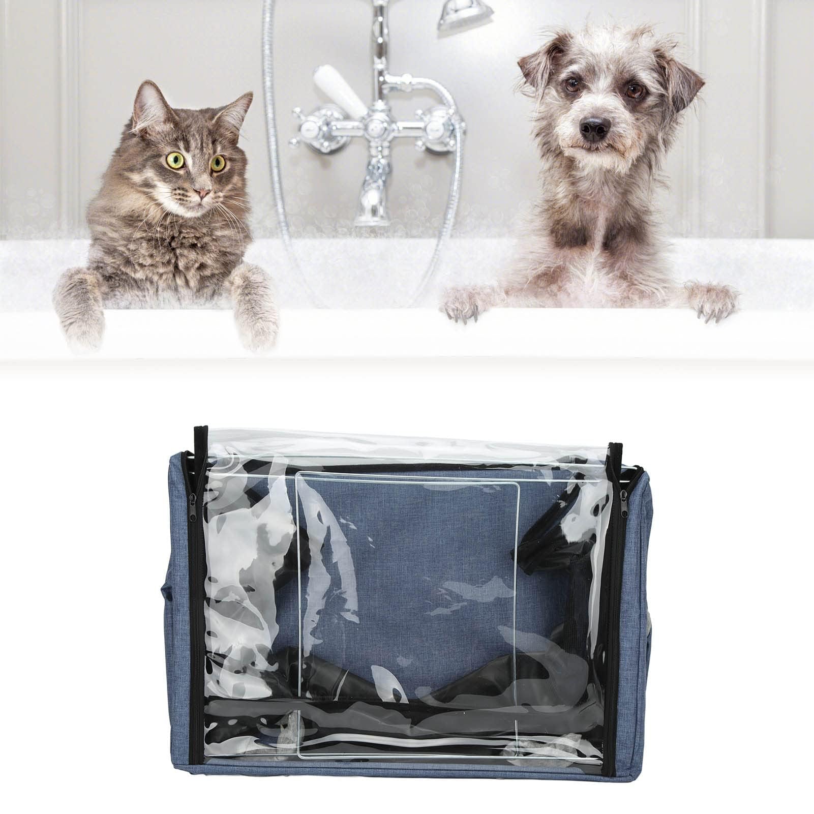 Ejoyous Haustier-Zerstäubungsnest, Zusammenklappbares Katzen-Hunde-Sauerstoffzelt Kitten-Inkubator Welpen-Inkubator Hände frei tragbar Haustier Zerstäubung Nest für Katze Hund Haustiere