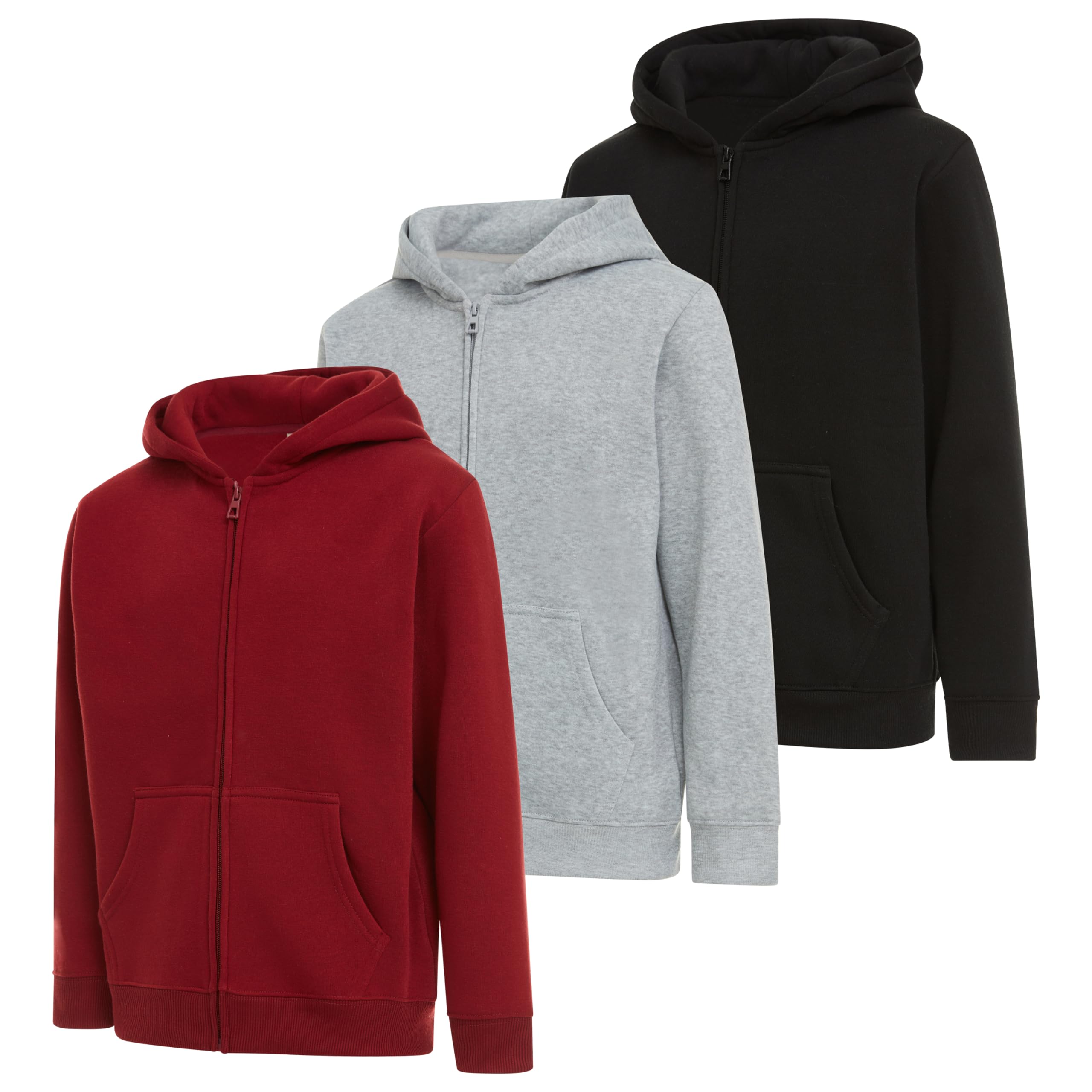 PURE CHAMPBoys 3 pack zip up hoodie Fleece long sleeve essentials hoodie for boys Athletic Kids Clothes Size 4-20