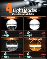 Vista 3 de UNI-SHINE J003T - Par de faros delanteros led de 7”, color ámbar y blanco, ojos de ángel, homologado por DOT y E-Mark, haz de luz alta y baja