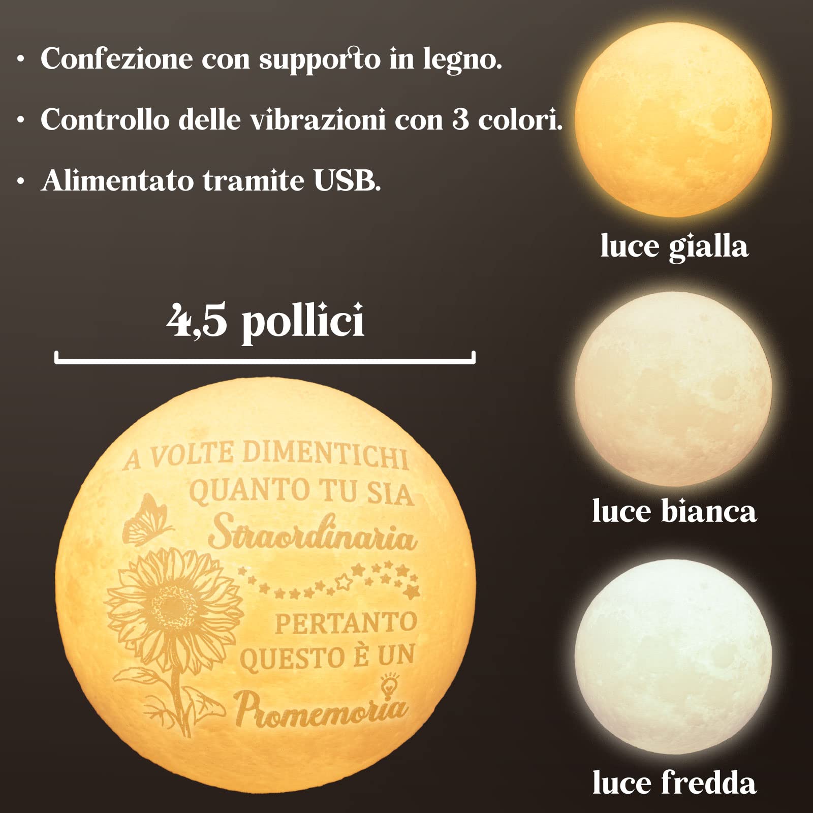 Regalo Donna - Motivazionale Lampada Luna, Lampada da Comodino | Abat Jour da Comodino | Idea Simpatica | Compleanno & Festa | Bambina Donna Uomo Amico Ado | Sorpresa Collega Ufficio