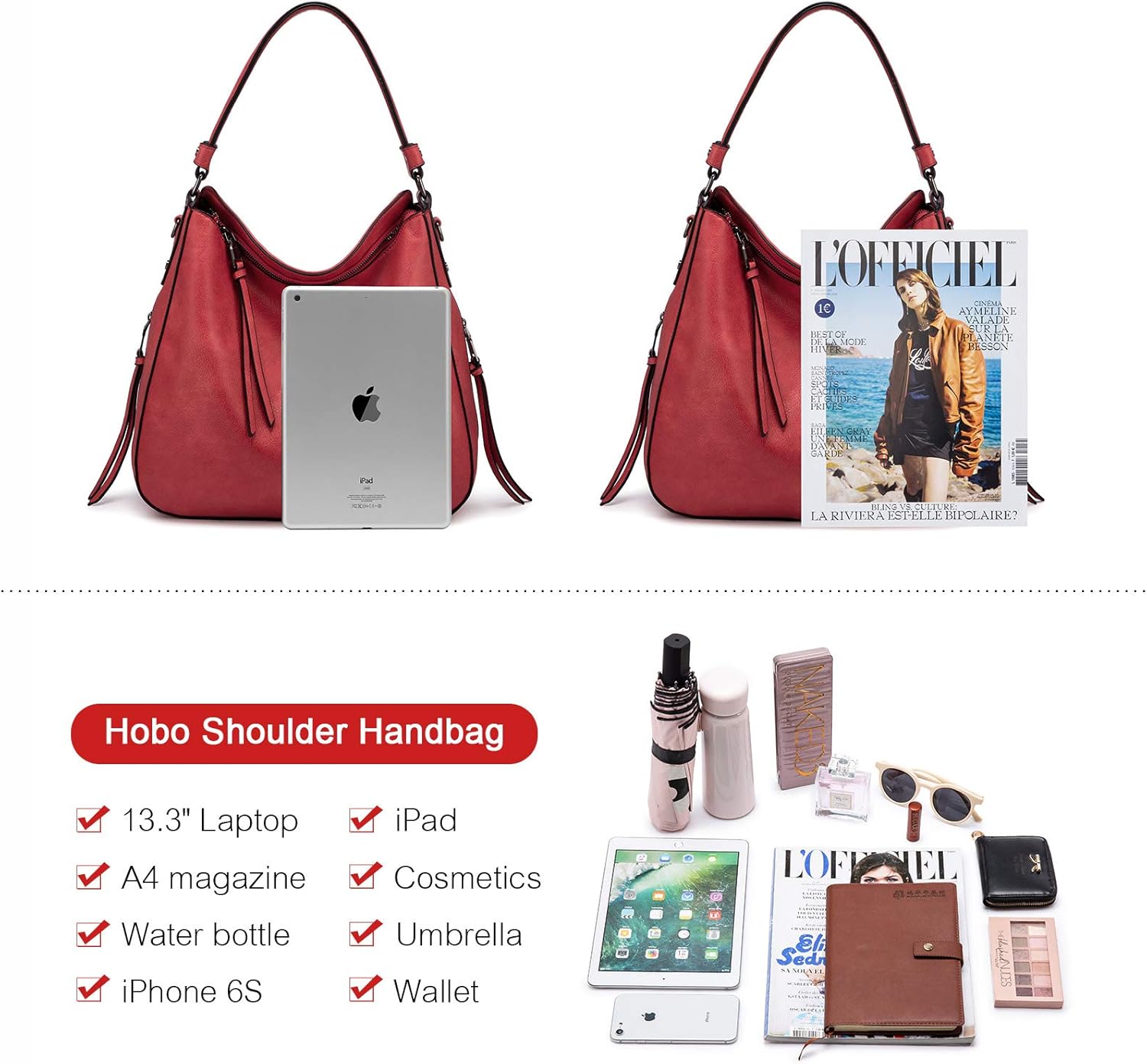 Realer Hobo Crossbody Bags for Women Designer Faux Leather Hobo Handbags Retro Large Size Shoulder Bag Bucket Purse - Image 3