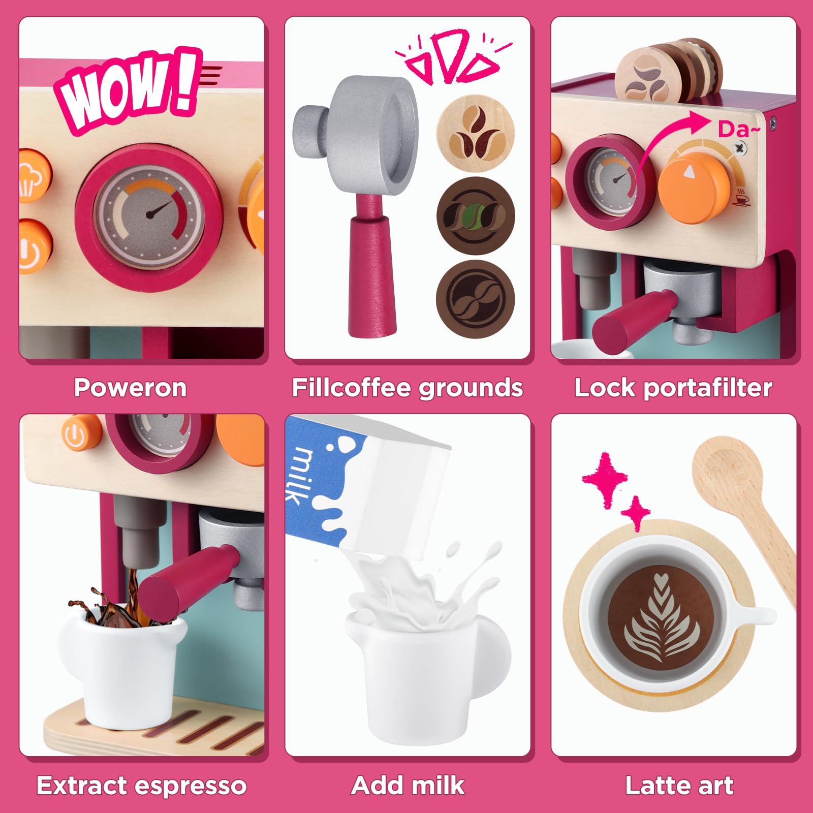 Melissa & Doug Macchina Caffè Bambini | Bar Con Macchina Regali | Set Accessori Cucina | Cucina