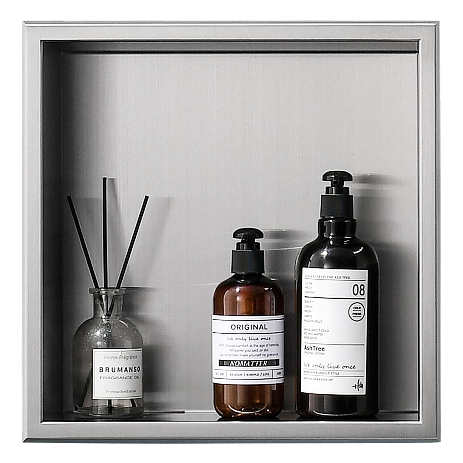 APPASO Shower Niche – NO Tile Needed 12" x 12" Brushed Finish Bathroom Shelves Square – Best Modern in Wall Bathroom Accessory Stainless Steel Niche Insert