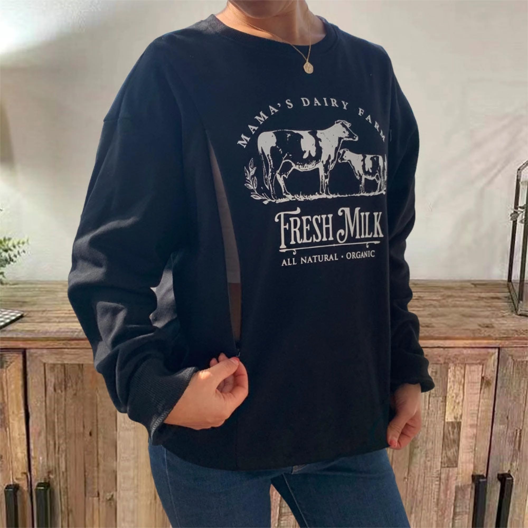 Stillshirts Umstandstop Langarm Schwangere Pflege Sweatshirt Stilloberteile Umstandspullover Stillmode Winter Herbst