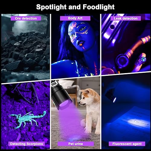 Miniatura 4 de Linterna recargable 2 en 1, linterna LED de alto lúmenes con luz UV, ultra brillante, potentes linternas de mano para acampar emergencias en el hogar