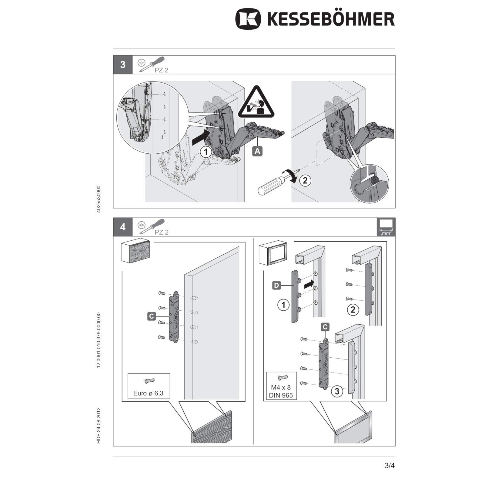 SO-TECH® Herraje para puertas elevables muebles de la cocina FREEflap mini - Tipo C Altura del frente200-450 mm / 2,7