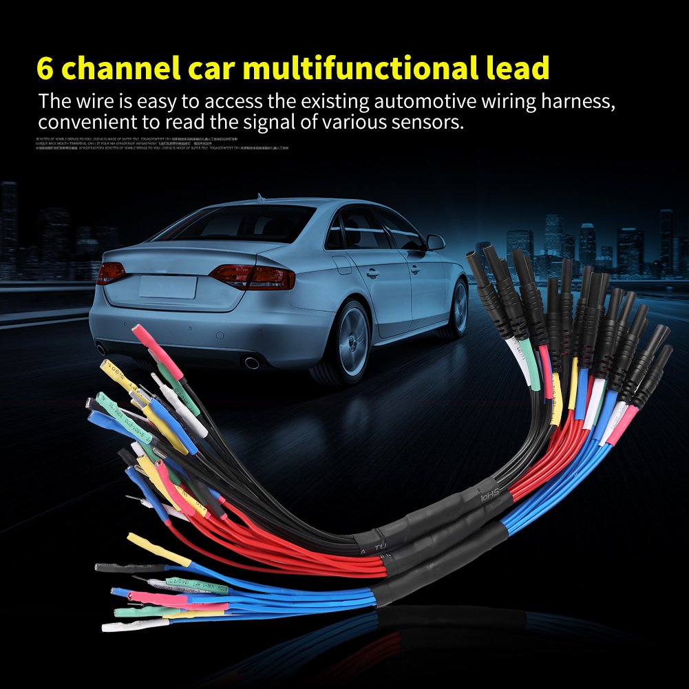 6 canales Universal Breakout Leads para Oscilliscope de diagnóstico automotriz 4 tamaños 0.6mm, 1.5mm, 2.3mm y 2.8mm Conjunto de electrodos（HT306）(Negro)