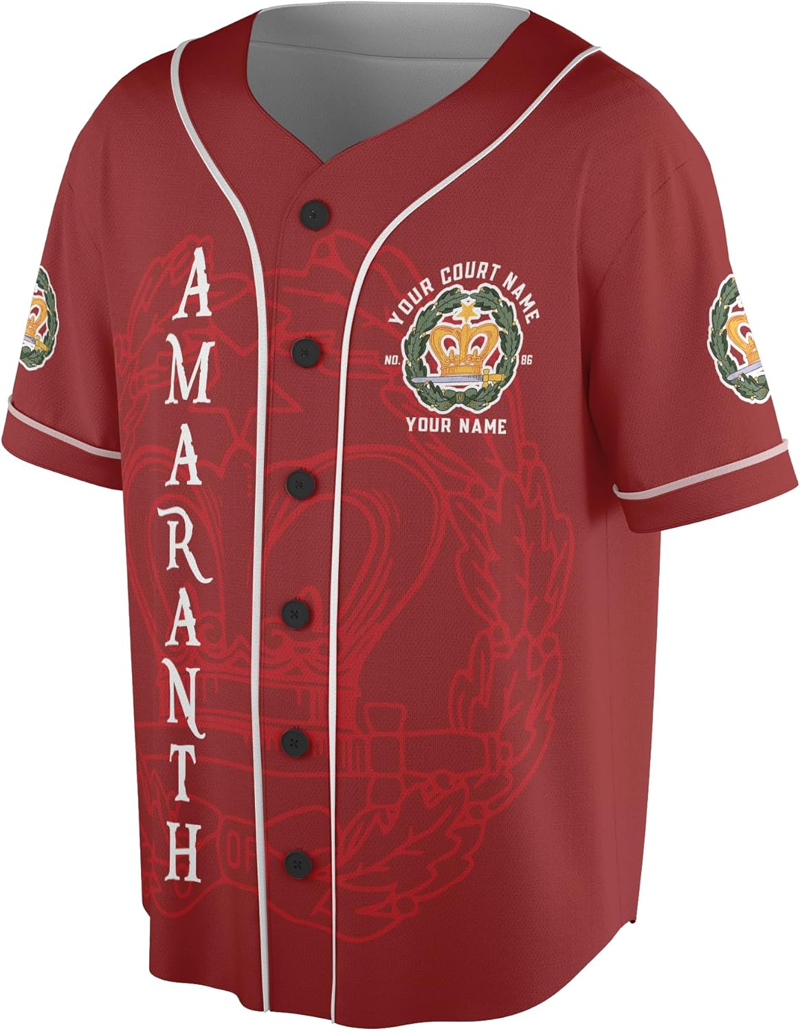 Custom Name Court Name Order of The Amaranth OES Freemasonry 3D Baseball Jersey S-5XL