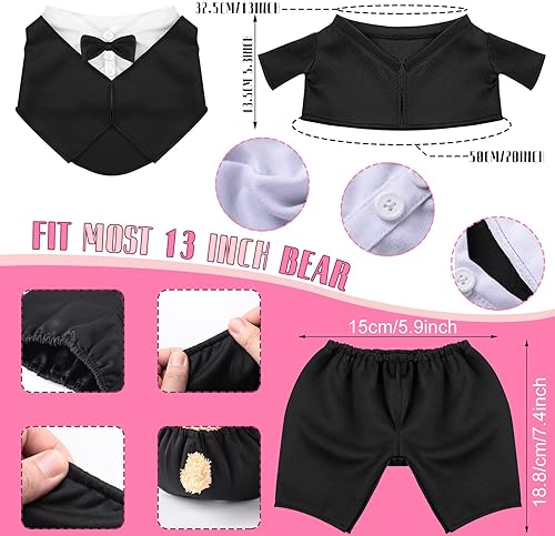 Miniatura 3 de Conjunto de traje de esmoquin, ropa de oso adecuado para ropa de animales de peluche de 13 a 15 pulgadas, accesorios de oso para tus propios