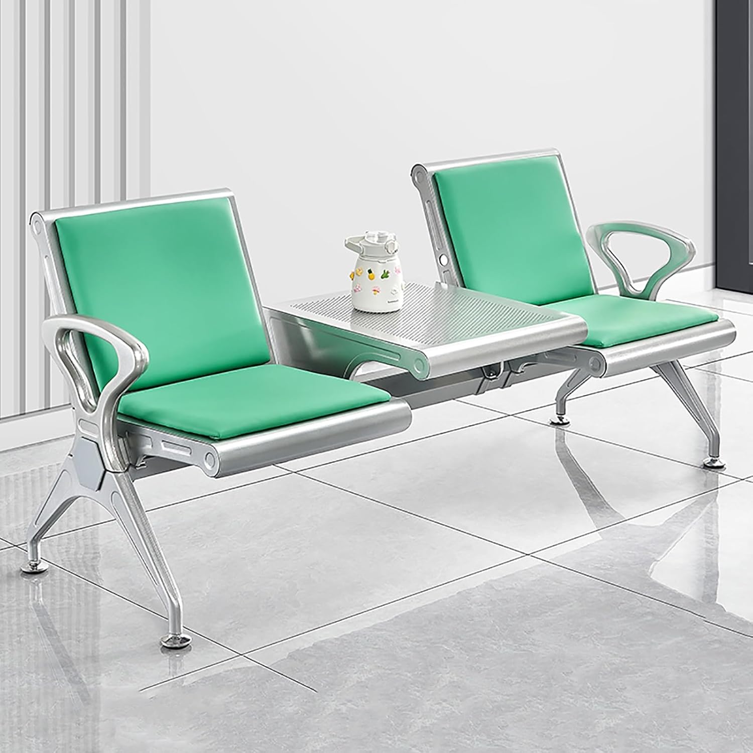2人掛け待合室ベンチセット、PUレザー受付ゲストチェア、テーブルと