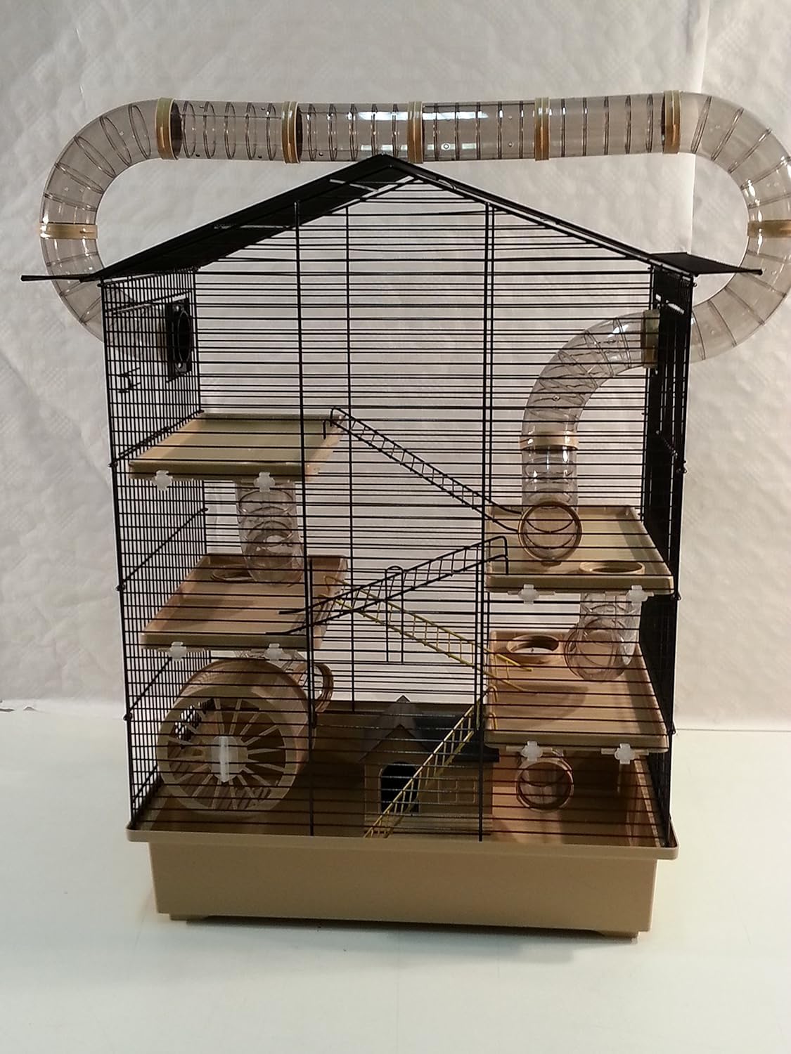 XXL Diamant Hamsterkäfig 4 Etagen großes Röhrensystem Beige Außenröhren mehrere Türen viel Zubehör