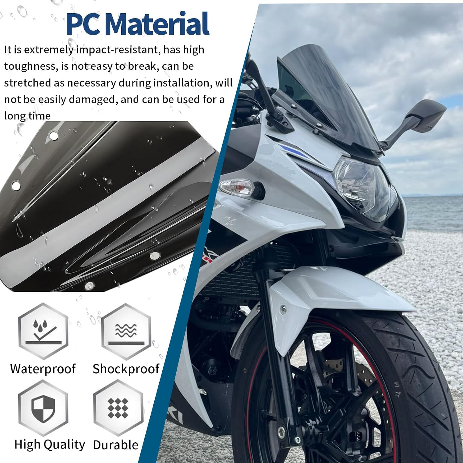 Motorbike Windshield Windscreen Double Bubble Front Fairing Wind Screen Deflectors Compatible for Su&zu&ki GSX250R GSX 250R GSX-250-R 2017-2024 (Black)