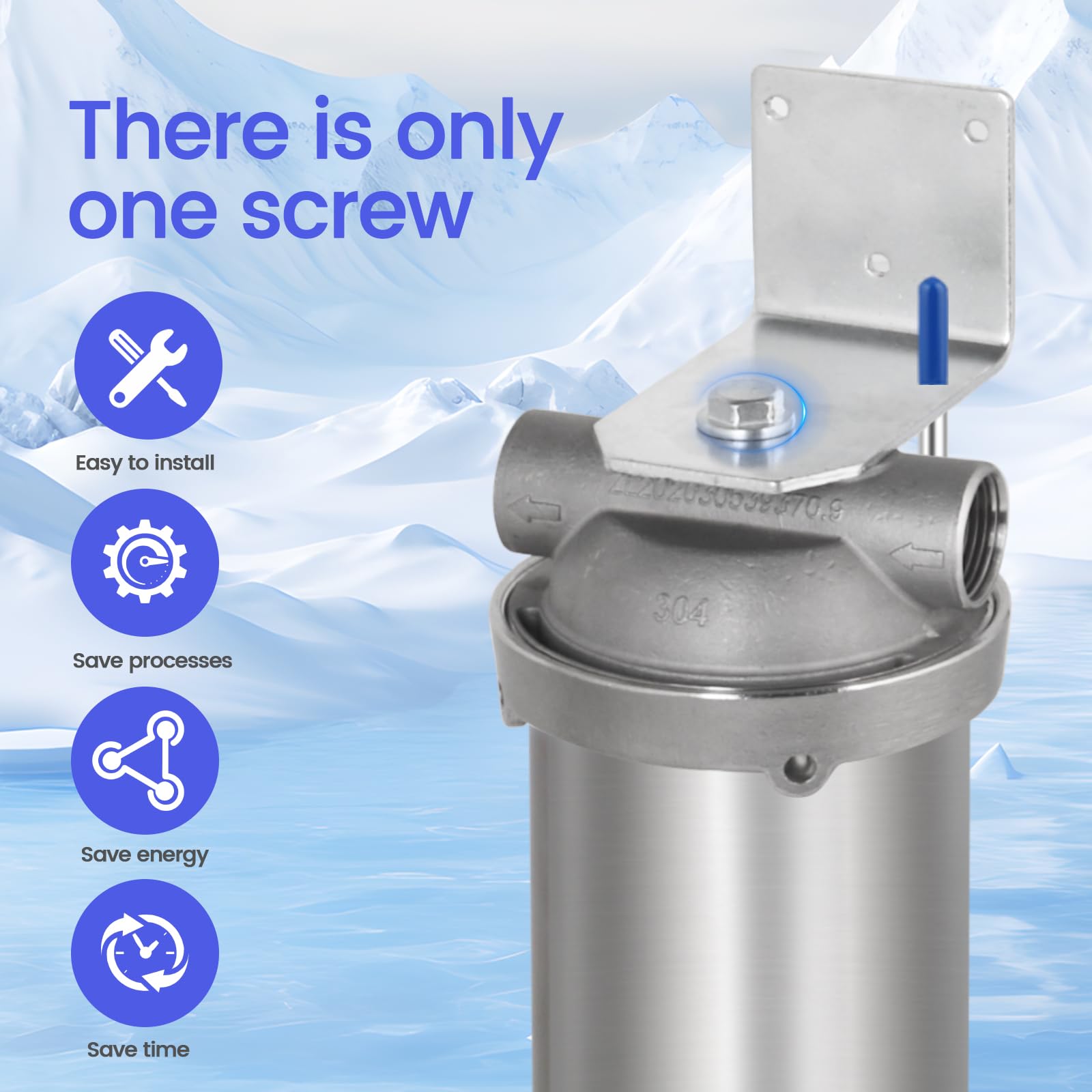 5 Zoll Edelstahl 304 Wasserfilter Gehäuse 3/4" Einlass und Auslass Filtersystem für Haushalt (BUS-5-3/4NPT)