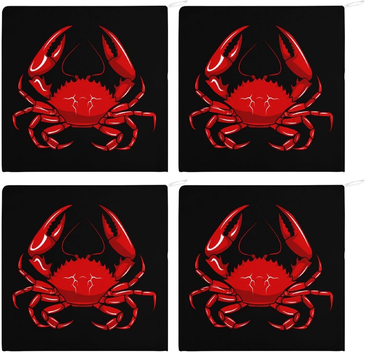 Red Crab Hand Towels for Bathroom Kitchen Towels Small Towel Handkerchiefs with Hanging Loop 4PCS