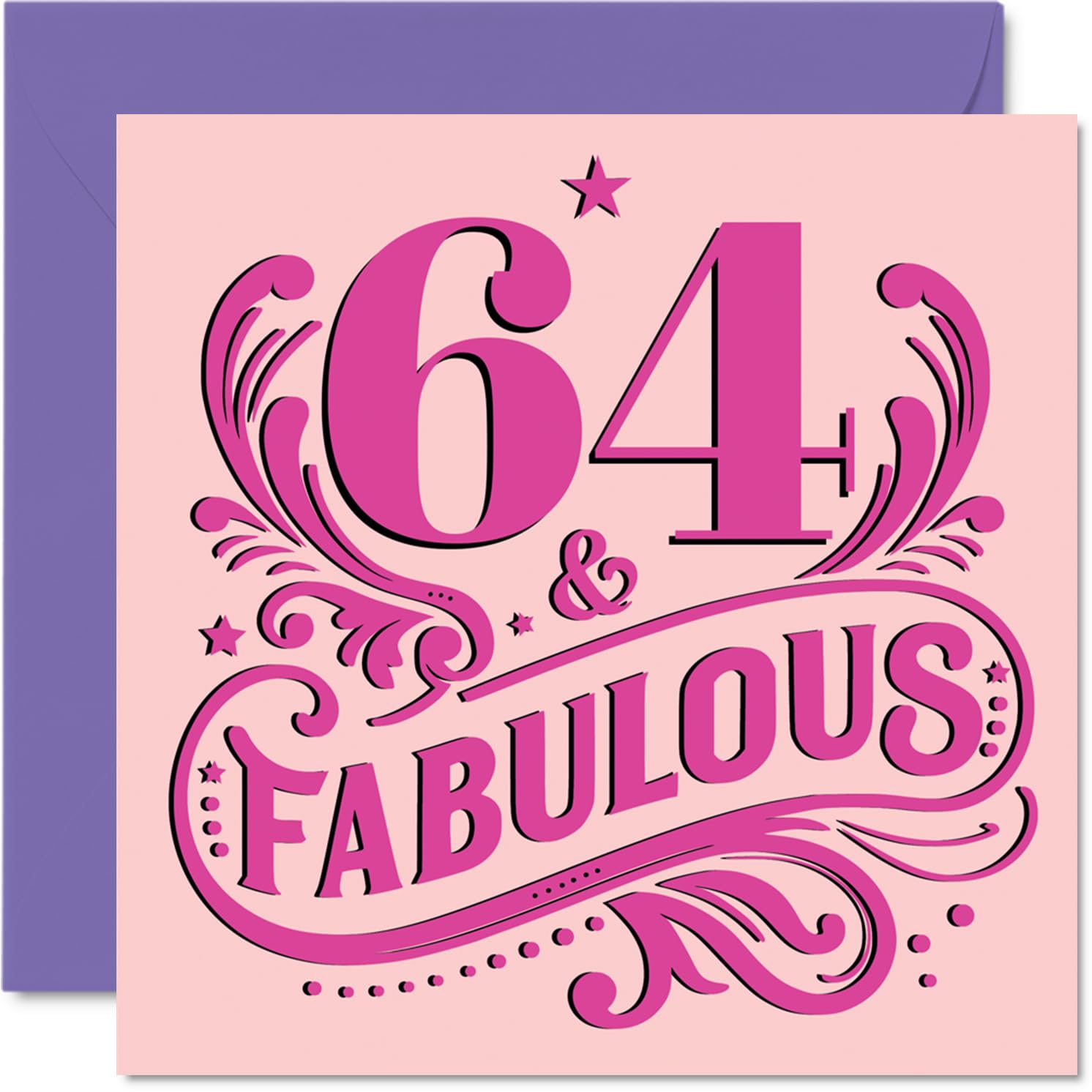 64th Birthday Cards for Women - Fabulous - Happy Birthday Card for 64 Year Old Woman Cousin Friend Neighbour Grandma, 145mm Bday Greeting Cards