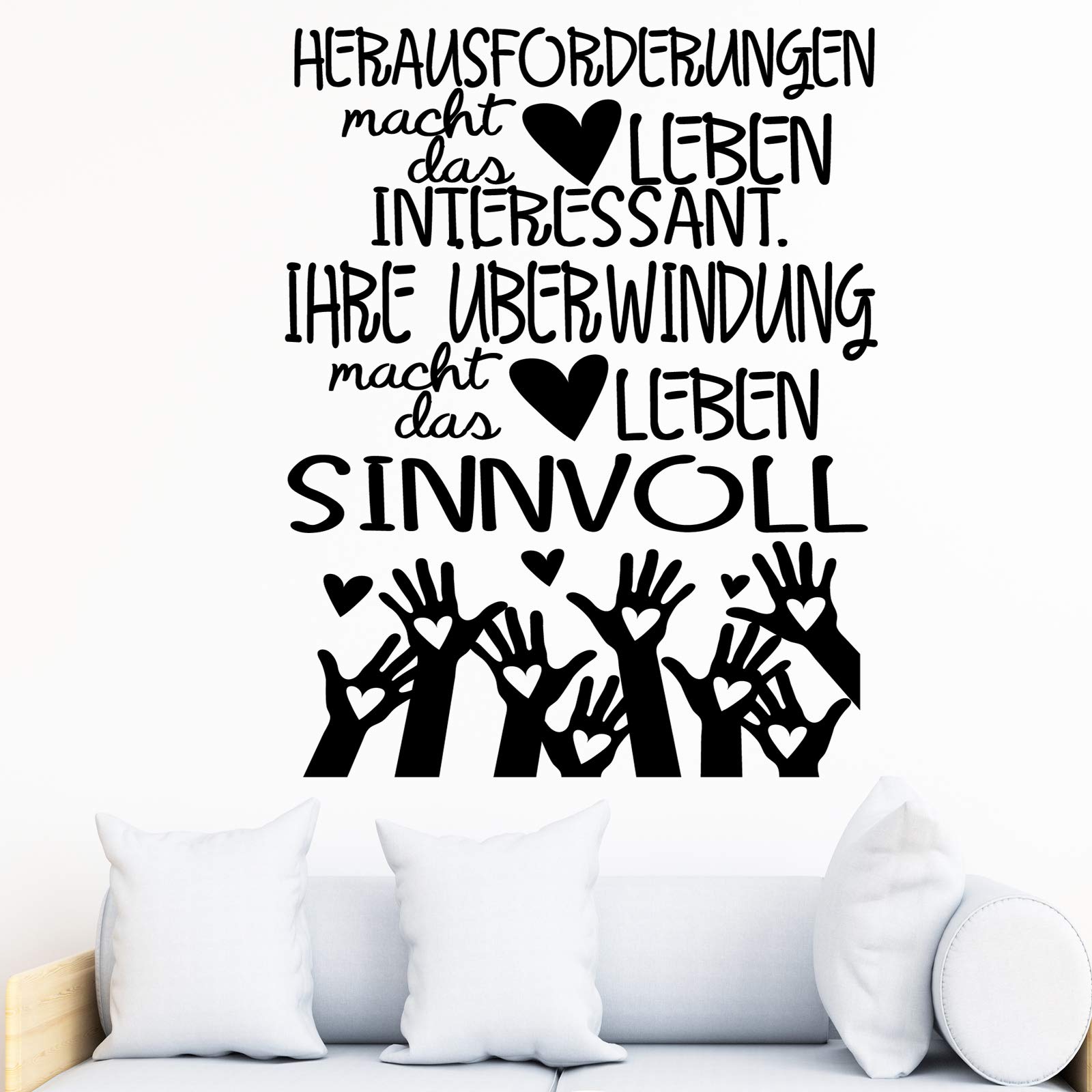Vinilo de pared decorativo en Alemán. Wandtattoo Spruch "HERAUSFORDERUNGEN MACHEN.." Pegatinas de pared de frases celebres.wandtattoo deutsch Docliick DC-148-AL