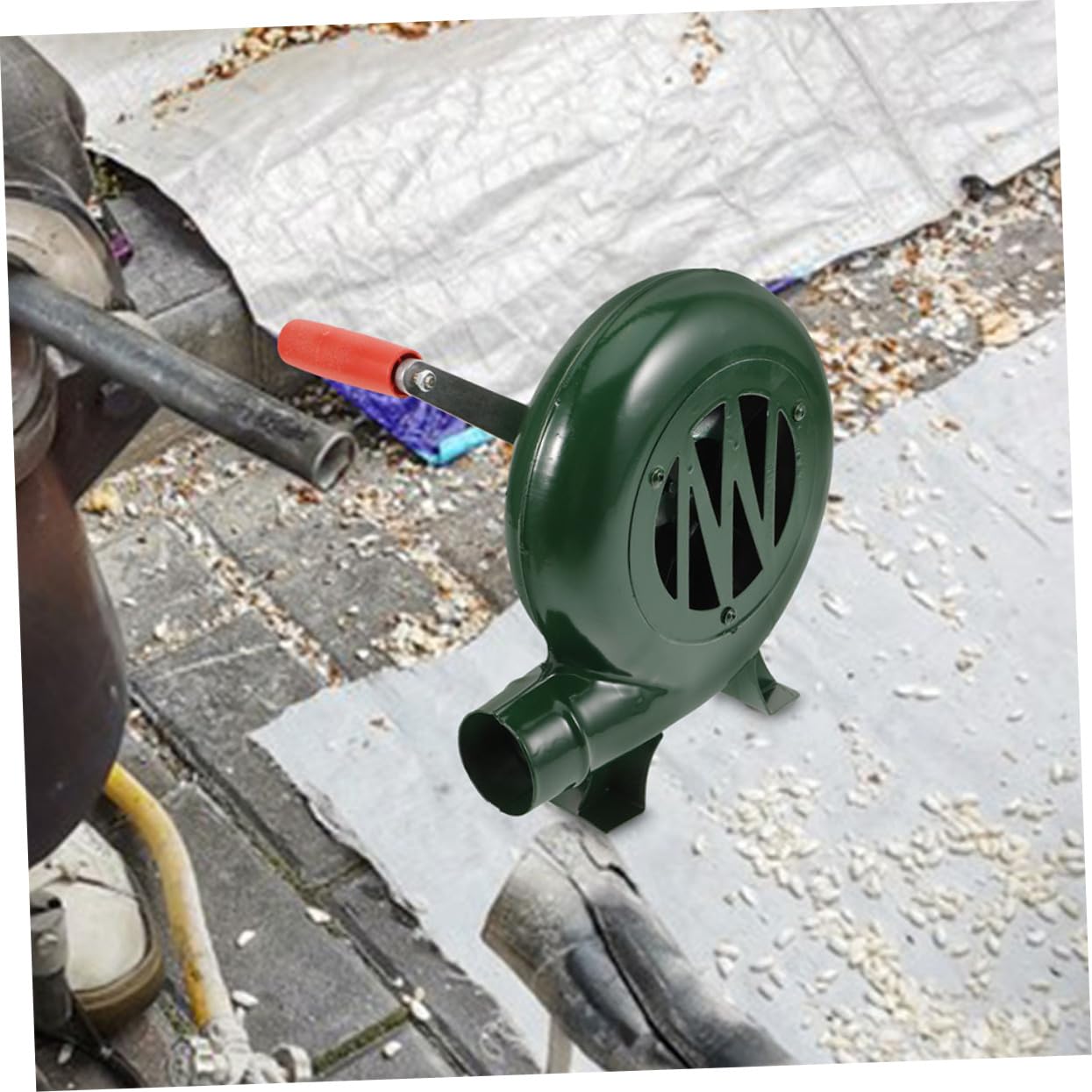 Ventilateur Soufflant pour Extérieur Manuel en Fer Vert pour Barbecue